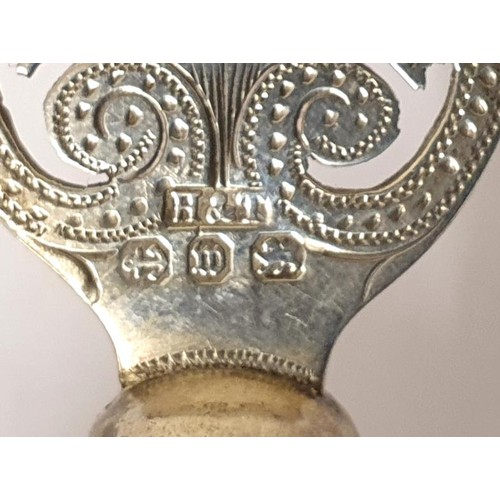 119 - A Very Decorative Pair of Victorian Silver Table Name-Place Stands, Hallmarked Birmingham c.1896 by ... 