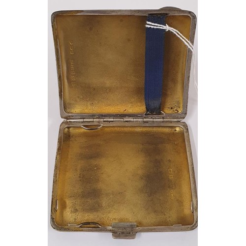 124 - Silver Cigarette Case with gilt interior, Hallmarked Birmingham, c.1929 by W Shammon & Sons. c.7... 