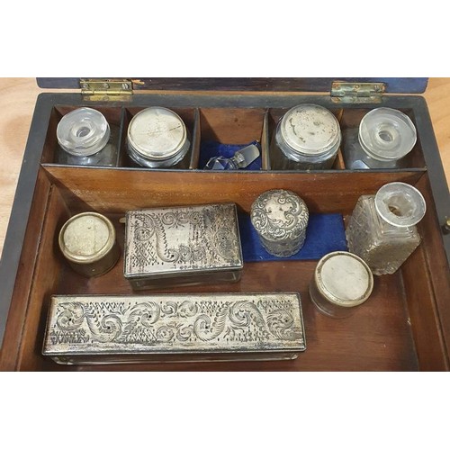 140 - Victorian Lady's Rosewood Vanity Box with Mother of Pearl detail with concealed drawer and containin... 