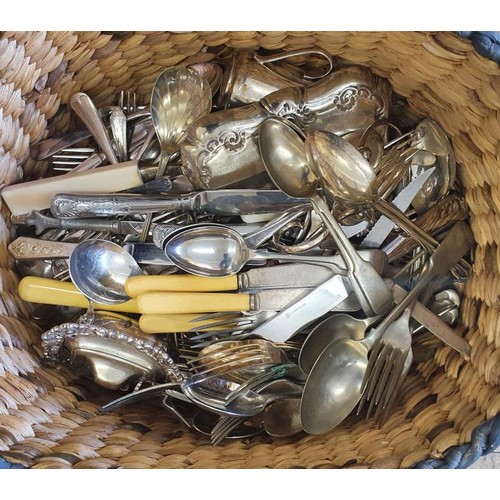 142 - Basket of Various Flatware