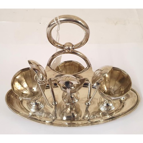 153 - Very Nice Silver Plated Egg Cruet, complete with Three Egg Cups and Spoons