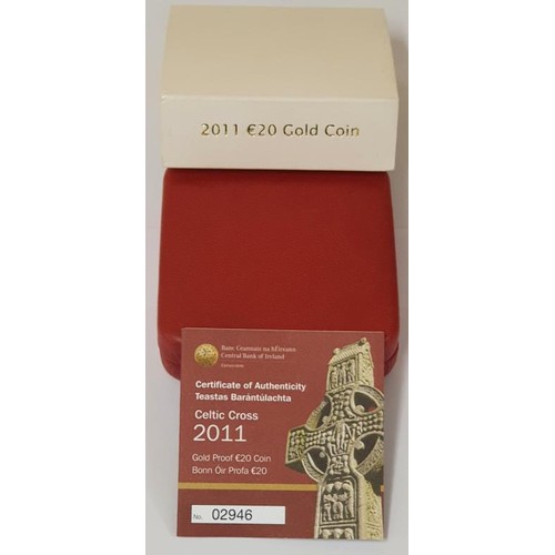 162 - 2011 €20 Gold Coin - Celtic Cross. Limited edition no. 2,946 of 12,000. Complete with all Centr... 