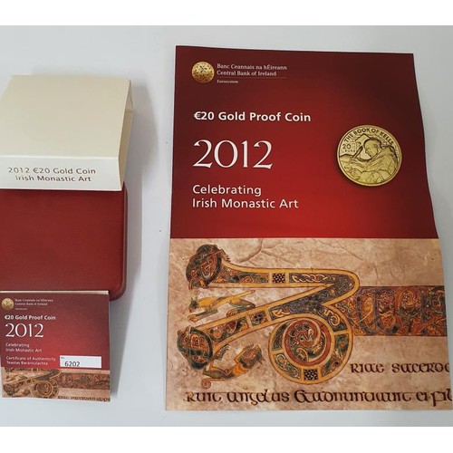 164 - 2012 €20 Gold Coin Irish Monastic Art. Limited edition no. 6,202 of 12,000. Complete with all C... 