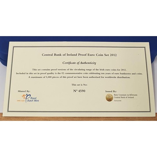 179 - 2012 Proof Euro Coin Set. Limited edition no. 4,590 of 5,000. In all original Central Bank of Irelan... 