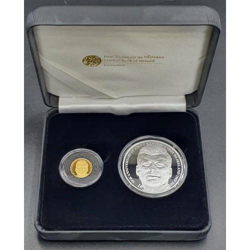 182 - John F Kennedy Gold and Silver Irish Proof Euro Set 2013, Marking the 50th Anniversary of JFK's visi... 