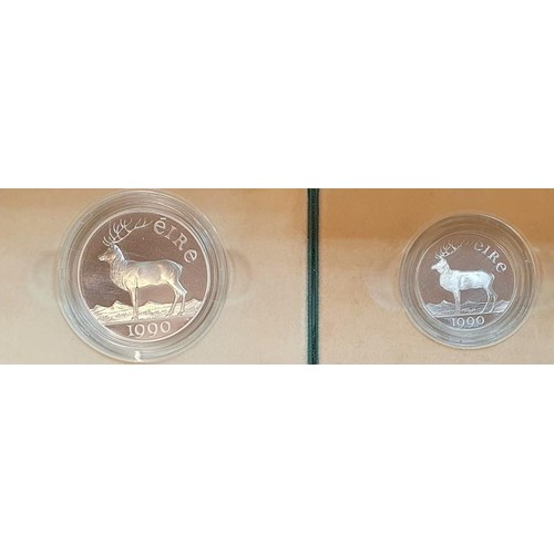 186 - 1990 Irish Silver Proof Ten ECU Coin and also a 1990 Five ECU Silver Proof Coin. Both sealed and in ... 