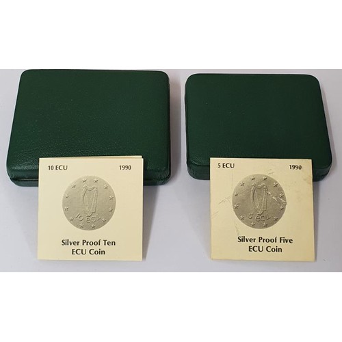 186 - 1990 Irish Silver Proof Ten ECU Coin and also a 1990 Five ECU Silver Proof Coin. Both sealed and in ... 