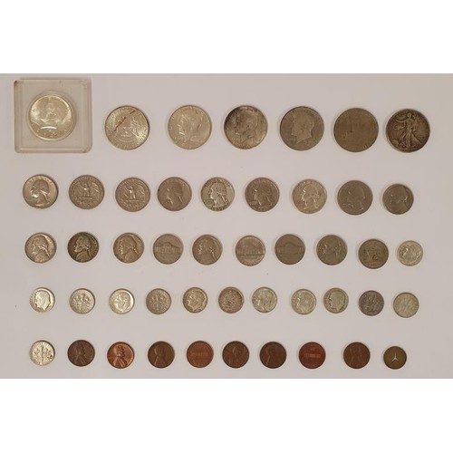 228 - A Collection of US Coinage, including Kennedy Half Dollars; New York City Transit authority token et... 