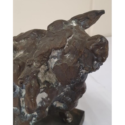 251 - John Behan RHA, b.1938, Bronze Bull, signed John Behan & dated 1975. On a simple softwood base. ... 