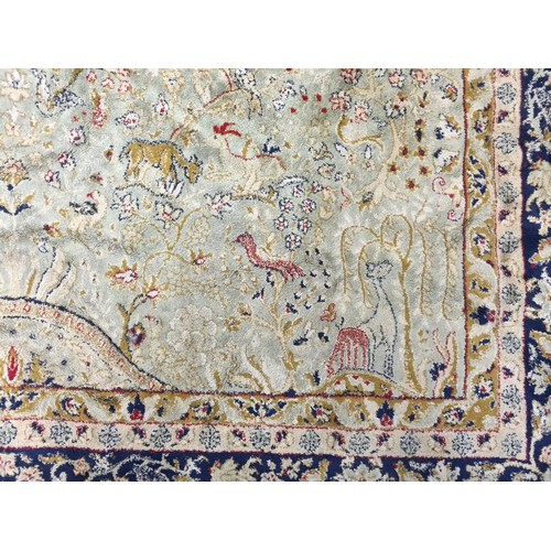 285 - Good Large Floor Rug decorated with an array of animals and floral panels on a cream ground and with... 