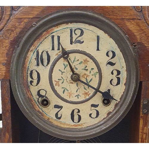 313 - Good Original Gingerbread Mantle Clock, in working order, c.21.5in tall