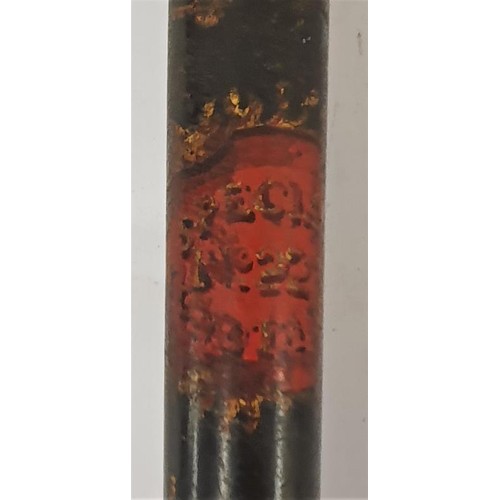 326 - Victorian Transfer Decorated Police Truncheon, C.19th turrned mahogany truncheon, the ebonised shaft... 