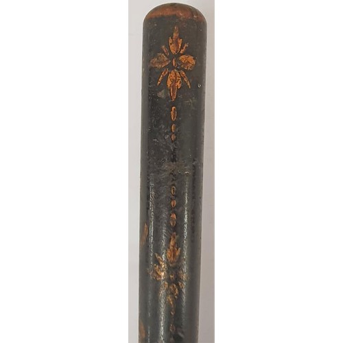 326 - Victorian Transfer Decorated Police Truncheon, C.19th turrned mahogany truncheon, the ebonised shaft... 