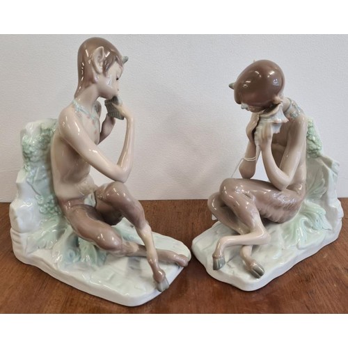 303 - Pair of Lladro Satyr Bookends - Lladro Satyr Figure with Sea Shell, Sculptor: Juan Huerta Year Issue... 