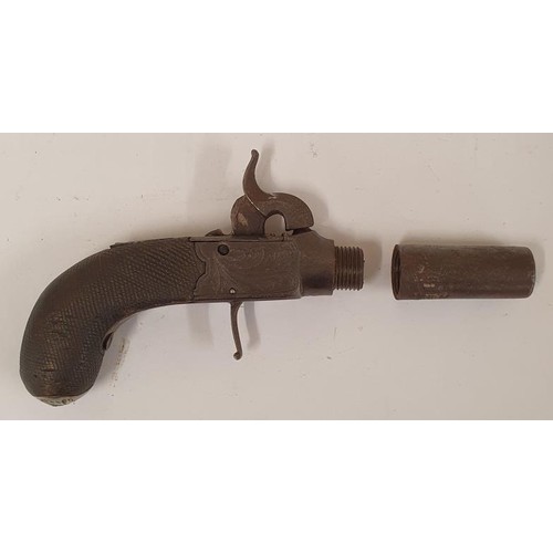 335 - Victorian Muff Pistol with Screw-Off Barrel, barrel c.4cm and overall c.15cm