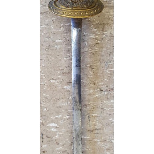 346 - Highly Decorative French Court/Dress Rapier with folding brass hilt, damaged scabbard, blade c.81.5c... 