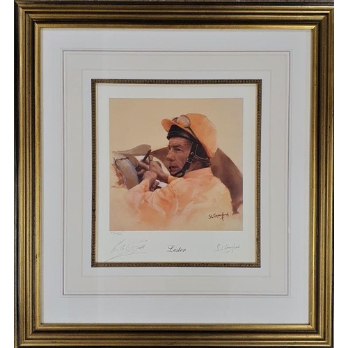 360 - Lester Piggott limited edition print SIGNED by Lester Piggott and artist S L Crawford. 23