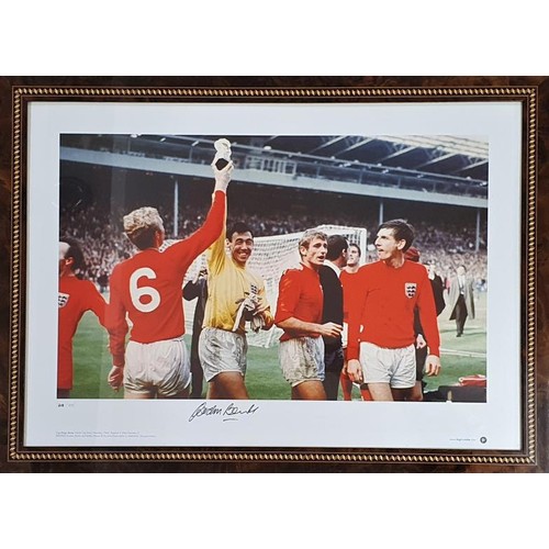 364 - England World Cup 1966 – signed limited edition print - framed. Signed by Gordon Banks. Certificate ... 