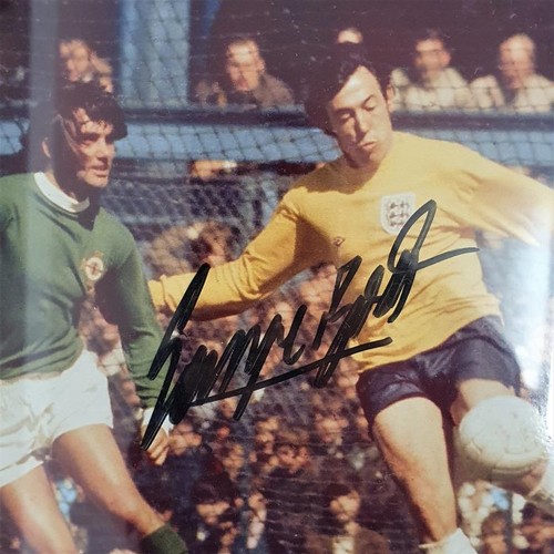 366 - George Best and Gordon Banks- hand signed framed (George Best) photograph with certificate of a... 