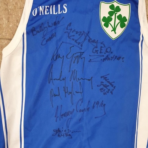 374 - Irish Boxing Team Vest signed by Kenneth Egan Silver medalist and coaches Billy Walsh, Gary Keegan a... 