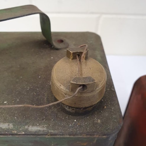 383 - Vintage Castrol Petrol Can with brass cap and two other plain cans