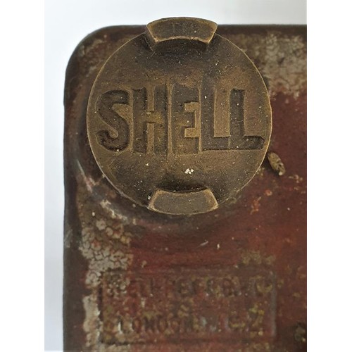 384 - Vintage Shell Petrol Can with original brass cap and one other plain can