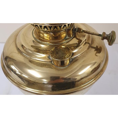 411 - Brass Oil Lamp with Clear Glass Shade and Chimney.