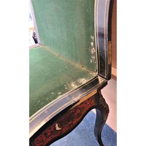 442 - 19th Century Boulle Work Fold Over Card Table with Gilt Metal Mounts, restoration project, c.29in wi... 