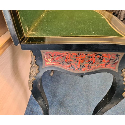 442 - 19th Century Boulle Work Fold Over Card Table with Gilt Metal Mounts, restoration project, c.29in wi... 