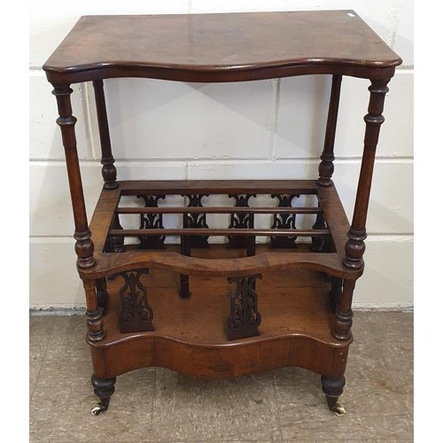 445 - Victorian Walnut Canterbury. The top shelf above a 3 section base or serpentine outline. c.23in wide... 