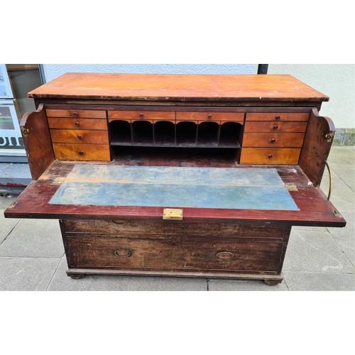 451 - Georgian Mahogany Secretaire Chest, with crossbanding details, complete with fitted interior - for r... 