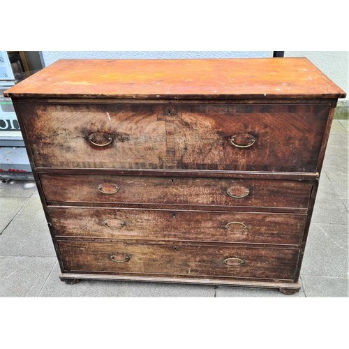 451 - Georgian Mahogany Secretaire Chest, with crossbanding details, complete with fitted interior - for r... 