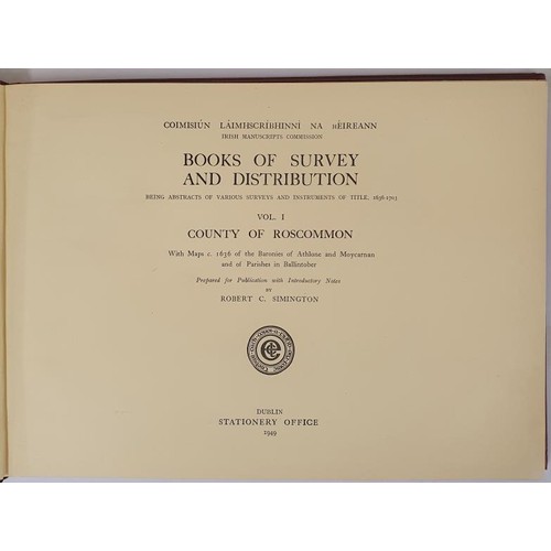 73 - Books of Survey and Distribution - Vol 1 County of Roscommon 1636 - 1703 Simington, Robert C. Publis... 