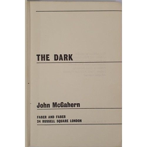 125 - John McGahern – The Dark, Published by Jonathan Cape n 1965. First edition, Second printing, i... 