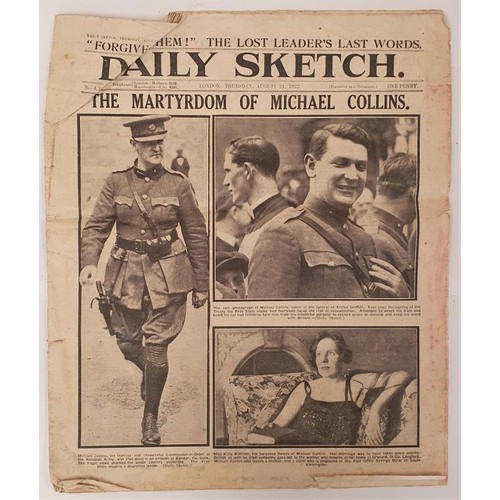 170 - Michael Collins interest: Daily Sketch Newspaper dated 24th August with the headline 