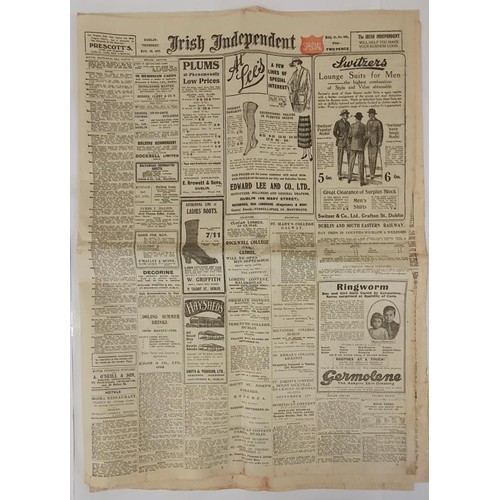 173 - Michael Collins Interest: Irish Independent dated 24th August 1922, extensive coverage in both print... 