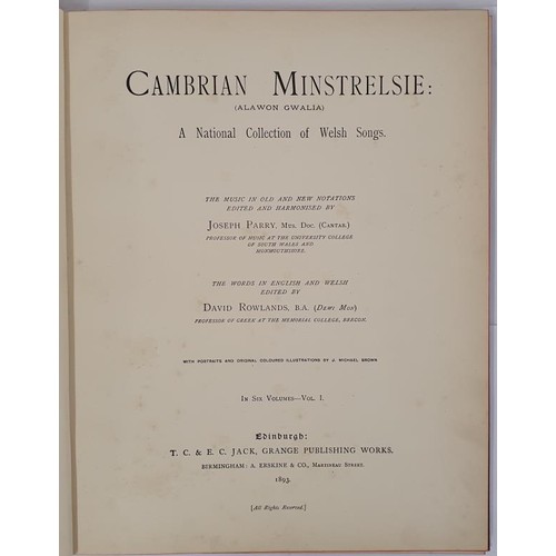 191 - Cambrian Minstrelsie a National Collection of Welsh Songs [ Complete Set in 6 Volumes ] Parry Joseph... 