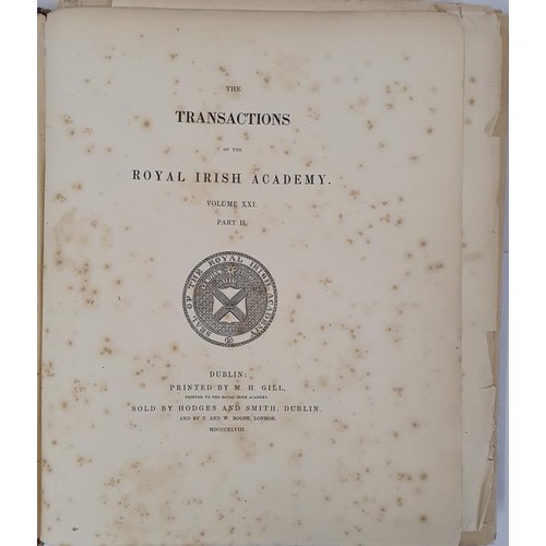 193 - [William Rowan Hamilton]. Transactions of Royal Irish Academy. Dublin, gill, printer to the RIA. Vol... 