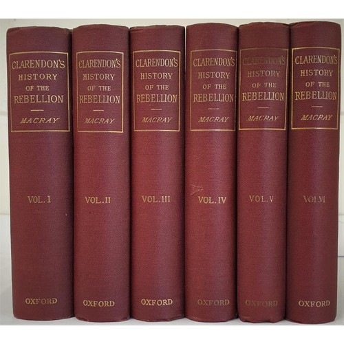 269 - Clarendon’s History of the Rebellion in 6 vols, Oxford, 1888, small 8vo in uniform red cloth; ... 