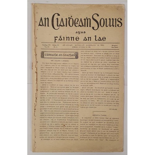 273 - An Claidheamh Soluis agus Fáinne an Lae. Baile Atha Cliath. October 12, 1901. 16 pages, plus ... 