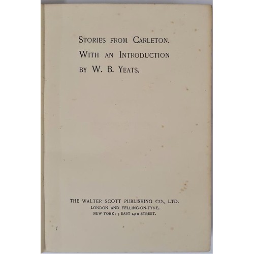 407 - Stories from Carleton. With a nine page Introduction by W.B. Yeats. C. 1890. Original red cloth