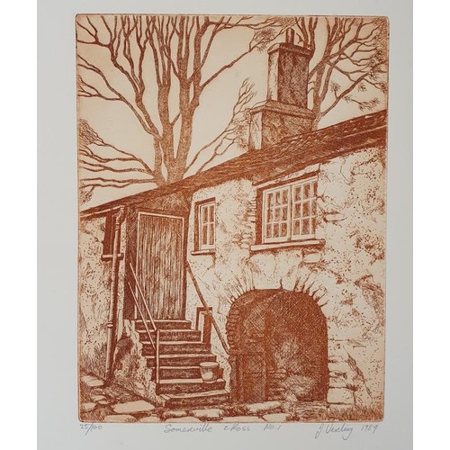 416 - Somerville & Ross - Portfolio of ten (10) original, large Etchings by John Verling [signed]. Fol... 