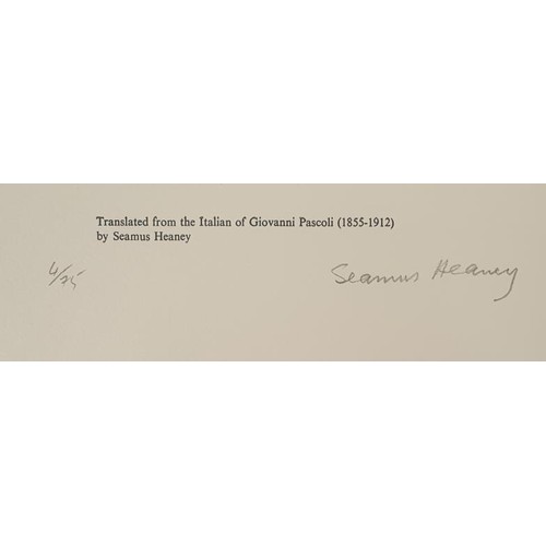 450 - Seamus Heaney; The Owl, Broadside 4/75, printed by Graphic Studio Dublin 2013, SIGNED by Heaney