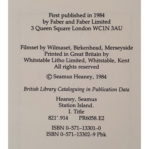 453 - Seamus Heaney, Station Island, Faber & Faber, 1984, signed 1st edition, 1st printing, hardback i... 