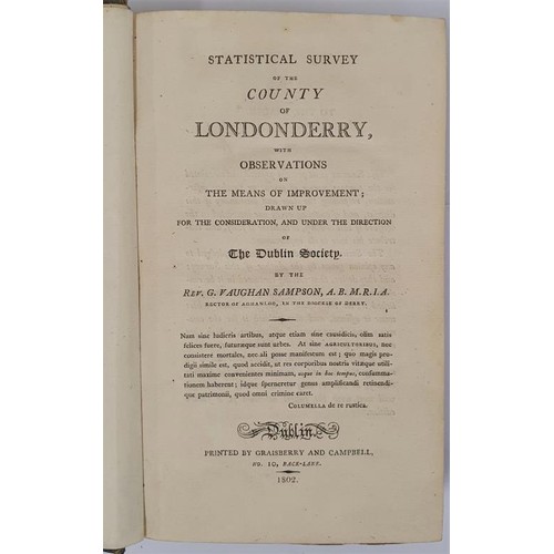 496 - Statistical Survey of the County of Londonderry with Observations on the means of Improvement drawn ... 