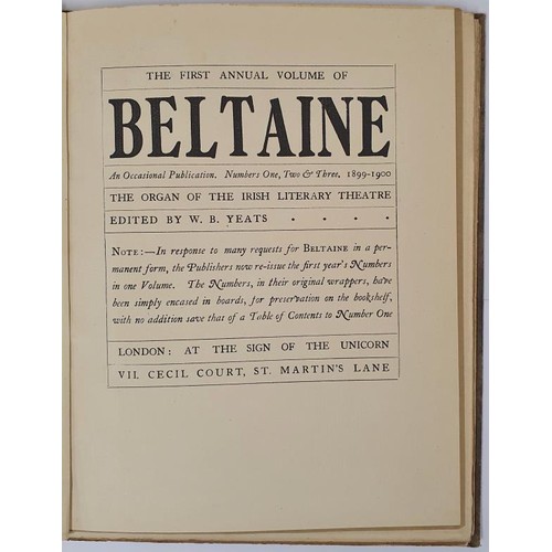 531 - W.B. Yeats (Editor) Beltaine. Literary journal. The scarce first 3 issues May 1899 to April 1900 bou... 