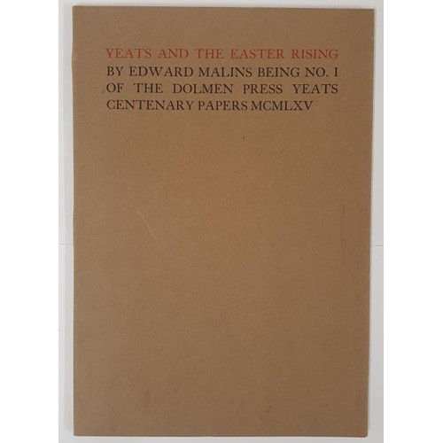 532 - Edward Malins; Yeats and the Easter Rising, No.1 of the Dolmen Press Yeats Centenary Papers, first e... 