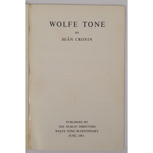 565 - Seán Cronin; Wolfe Tone, first edition PB, Cover: woodcut from a drawing by Harry Kernoff,pub... 