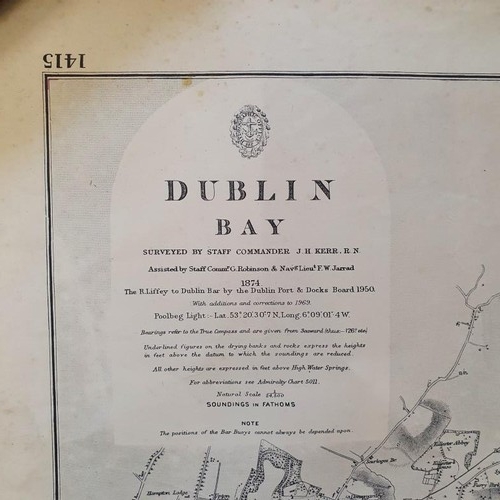 283 - Dublin Bay coloured navigation map:1971 copy of of the 1874 map of the River Liffey to Dublin Bay by... 