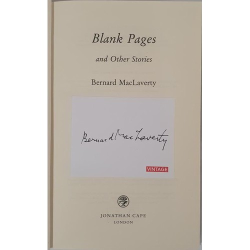 596 - Bernard MacLaverty; Blank Pages, first edition, first print HB with signed bookplate, Cape 2021